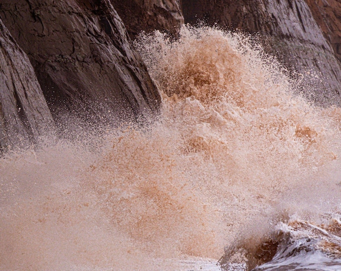Storm Giant Waves & Spray Cliffs Photo Download, Winter Devon Wall Art Gift