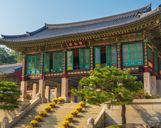 Temple in Seoul Photo Download, South Korea Travel Gift, Colorful Asia Fine Art Print, high res
