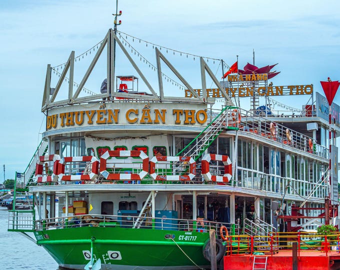 Vietnam Colourful Party Tour Boat Can Tho Vietnam Photo Download – Mekong River, High Res Asia Travel Gift & Wall Art Print
