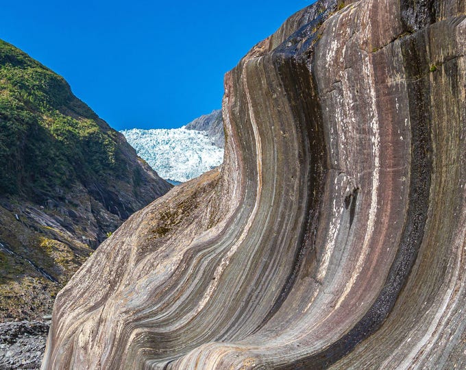 Glacial Rock Patterns Photo – Franz Josef Glacier NZ | Instant Download Abstract Nature Wall Art, South Island Landscape Print, Travel Gift