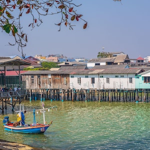 Hua Hin Thailand Fishing Boat Photo: Coastal Seascape Art (Digital Download)