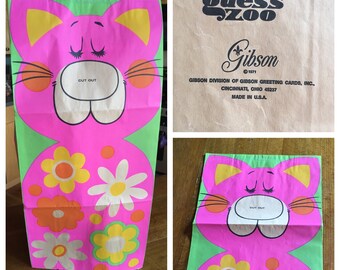 1971 Gibson Guess Zoo Paper Party Costume for Child - Kute Kitten Design!