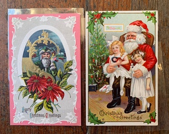 Stamp and Postcard Collector Edwardian Santa Christmas Delight Lot!