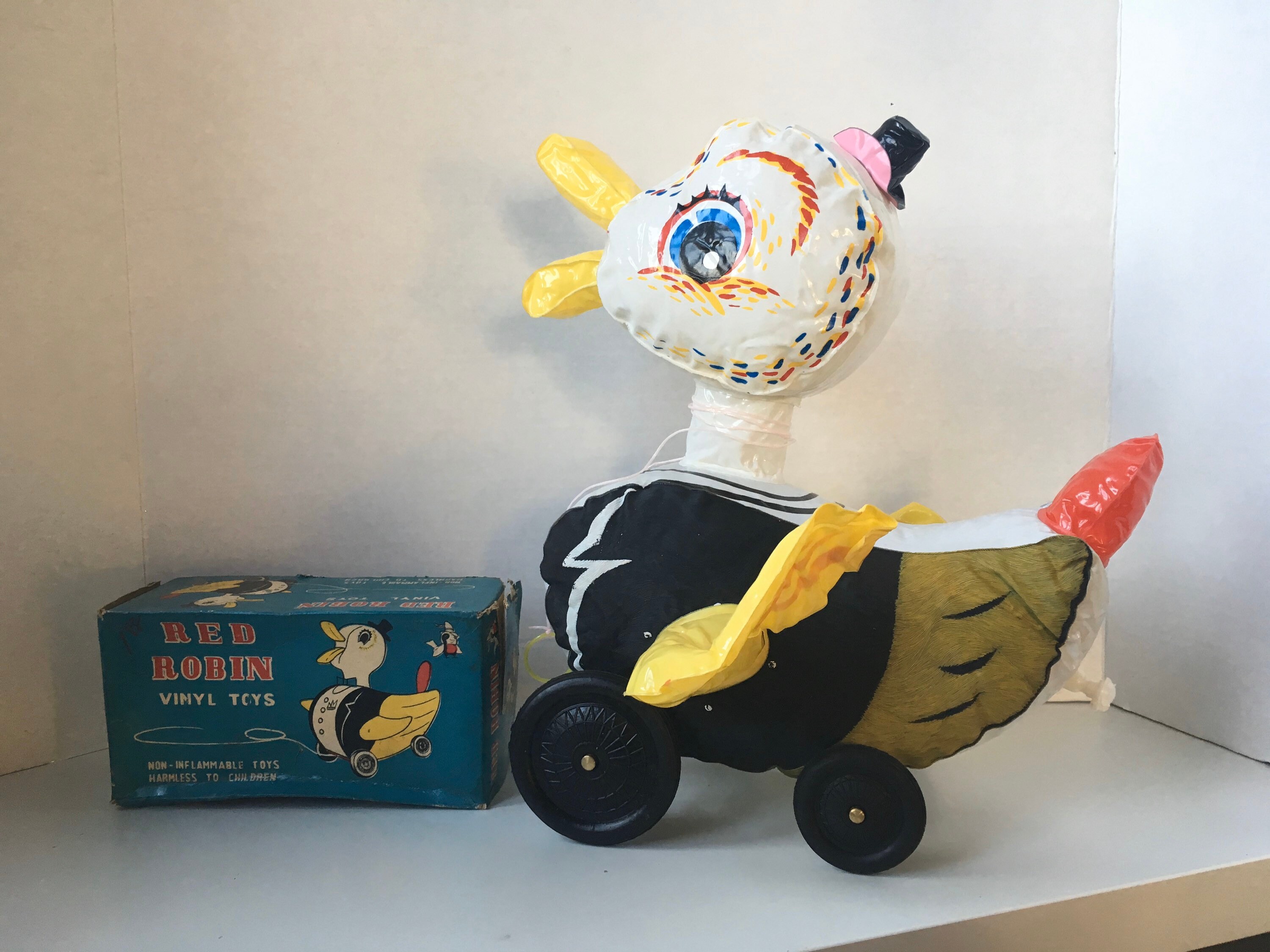 Adorable Top Hat Duck Red Robin Vinyl Inflatable Pull Toy - Etsy