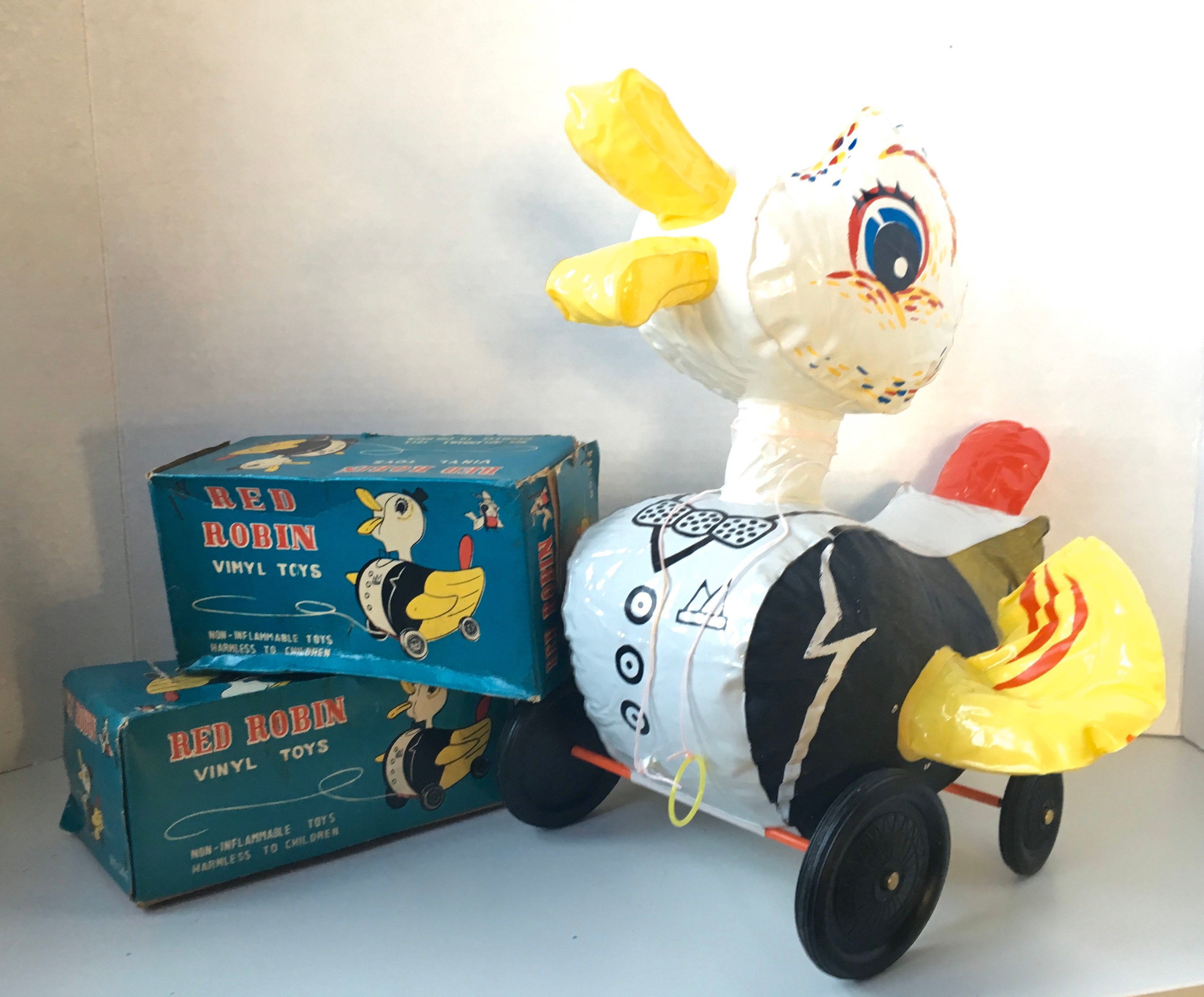 Adorable Top Hat Duck Red Robin Vinyl Inflatable Pull Toy - Etsy