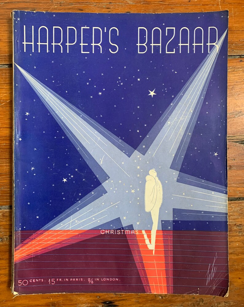 December 1934 Erte shops Christmas Cover Harper's Bazaar Magazine - Rare and Collectible!