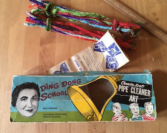 1954 Ding Ding School Pipe Cleaner Art Chenille Kraft Kit with Booklet - Miss Frances