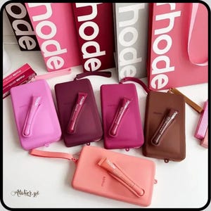 Silikon-Lipgloss & Lippenstift-Taschen-Set – Kompaktes Make-up-Täschchen mit glänzendem Lippenstift – Reisefreundliches Beauty-Geschenk