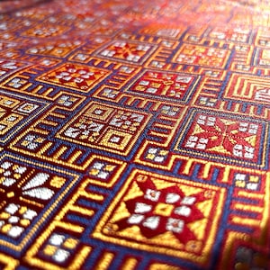 Extra-Wide Geometric Brocade Fabric: Traditional Chinese Woven Upholstery
