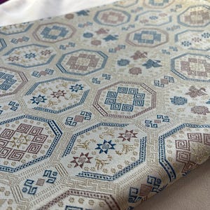 118” Extra Wide Traditional Chinese Brocade Jacquard Fabric with Unique Dragon Scale Pattern | Poly/cotton | Upholstery Table Cloth Curtain