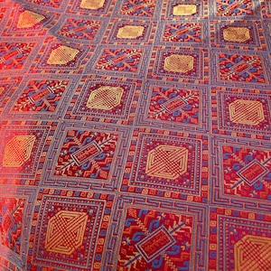 118” Extra-Wide Traditional Brocade| Unique Wanshou Flower Pattern | Chinese Oriental fabric of Nobility  | Costume,Clothing,bags,Upholstery