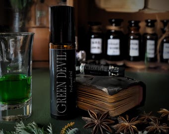 Green Devil Perfume Oil: Absinthe, Suede, Oakmoss - Unisex Fragrance