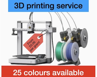 3D printing service. Get anything 3D printed for a cheap price with 25 colours of PLA to choose from, on a Bambu Lab A1 combo 3D printer.