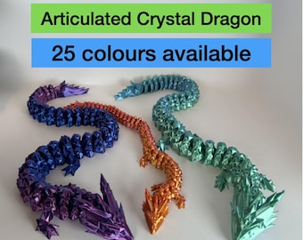 3D printed articulated crystal dragon perfect gift, fidget toy