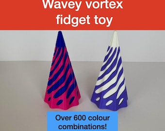 3D Printed Wavey Vortex Passthrough Illusion cone fidget toy perfect gift for all ages