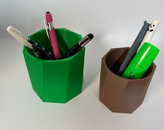 Twisted Octagon Pen Pot - 3D Printed Desk Organiser For Pens, Pencils And Stationary