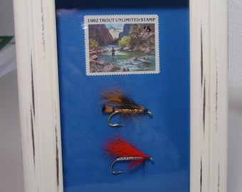 wall display with Stone Flies Antique 1908 postcard