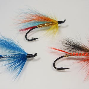 Pacific Salmon Fishing Fly 3 pack,  salmon fishing flies, American hand tied, fly fishing flies, fly fishermen gift