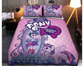 My Little Pony Quilt Bedding Set, Kid Bedding, Twin Queen King Size, Gift For Son, Daughter Gift, Comforter, Bed Set, Bedspread
