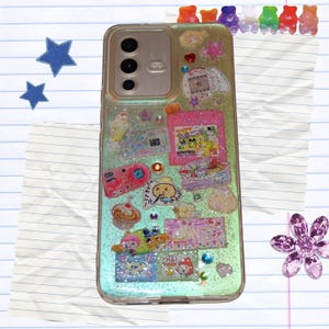 Y2K kawaii glitter hars telefoonhoesje | Japanse juminicore-esthetiek | Doorzichtige hologramomslag | Schattig op decora geïnspireerd telefoonhoesje