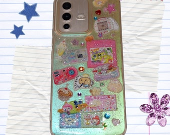 Etui na telefon z żywicy brokatowej Y2K Kawaii | Japońska estetyka Juminicore | Przezroczysta obudowa z hologramem | Urocze etui na telefon inspirowane dekoracją