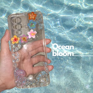 Tropische Hibiskus Handyhülle, Kunstharz Blumen Hülle, Ocean Bloom Aesthetic Phone Cover, Handgefertigte Beach Vibes Case, Handyhülle mit Blumen