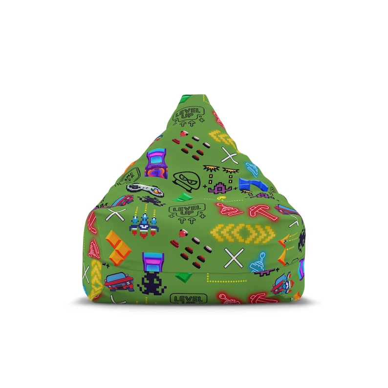 Retro Gaming Bean Bag Chair Cover: Pixel Art Kids Room Decor image 1