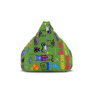 Retro Gaming Bean Bag Chair Cover: Pixel Art Kids Room Decor image 3