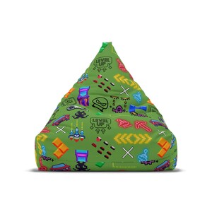 Retro Gaming Bean Bag Chair Cover: Pixel Art Kids Room Decor image 2