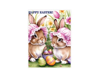 Easter Bunny Postcard Set: Spring Greeting Cards with Envelopes