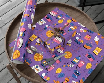 Purple Birthday Wrapping Paper: Whimsical Party Design