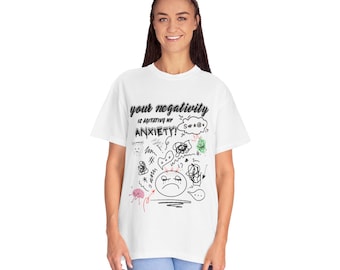 Garment-Dyed Anxiety Tee, Mental Health Awareness Shirt, Unisex Statement Top