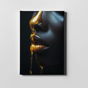 Honey Lips African Woman Art – Gold Theme Poster or Canvas