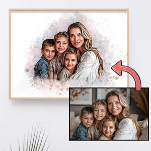 Custom Portrait From Photo, Personalized Wedding Gift, Watercolor Painting, Anniversary Gifts For Wife Husband, Couple Portrait, Family Gift