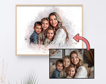 Custom Portrait From Photo, Personalized Wedding Gift, Watercolor Painting, Anniversary Gifts For Wife Husband, Couple Portrait, Family Gift