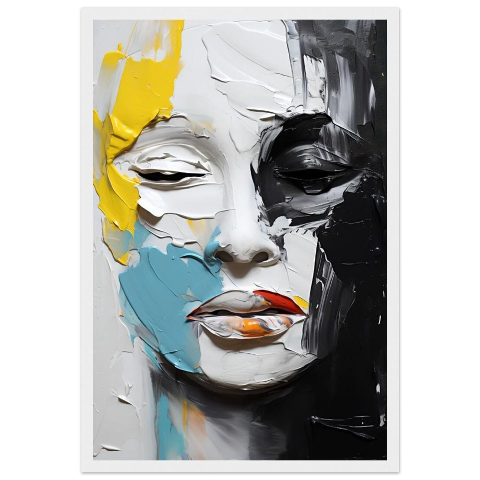 Abstract Colorful Woman Face Wall Art – Modern Canvas, Framed, Wooden ...
