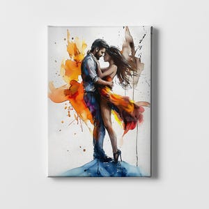 Romantic Flamenco Dancing Couple Wall Art- Passionate Spanish Dance Décor – Canvas, Wood Frames & Poster Art – Romantic Flamenco Dance Print
