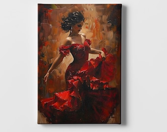 Flamenco Dancer Canvas Print – Spanish Wall Art, Red Dress