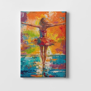 Colorful Large Modern Faceless Portrait Painting, Abstract Lady Painting Woman Artwork Wall Art Figurative Art Framed Woman Home Decor