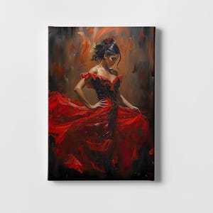 Arte mural de baile flamenco / Impresión en lienzo grande / Póster de flamenco español / Pintura de baile apasionado / Regalo español / Bailaora de flamenco elegante