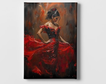 Flamenco Dance Wall Art | Large Canvas Print | Spanish Flamenco Poster | Passionate Dance Painting | Spanish Gift | Graceful Flamenco Dancer