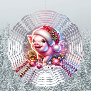 Cute Christmas Pig Wind Spinner Digital Design | 5 PNG Files | DIY Wind Spinner | Instant Download