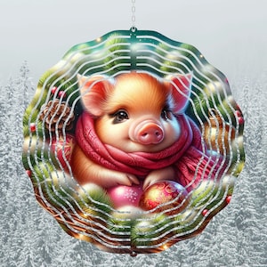 Cute Pig Christmas Wind Spinner Digital Download | 5 PNG Files | DIY Wind Spinner Design | Instant Download