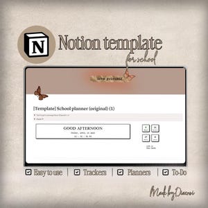 Aesthetic Notion School Planner Template – Student Organizer, Assignment Tracker, Weekly & Daily Planner, Study Schedule