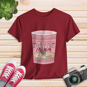 Howl&#39;s Moving Castle T-Shirt: Calcifer Noodles Ramen, Anime Tee