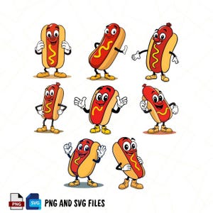 Hot Dog Mascot Vector Illustration Pack | Fun Food-Themed Cartoon Characters for Digital and Print Use
