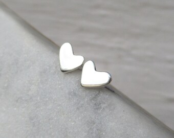 Sterling Silver Heart Stud Earrings: Minimalist Love Posts