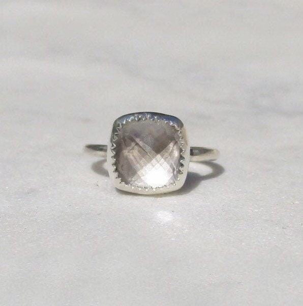 U L to 10 Sterling SILVER Ring Solitaire Crystal Quartz Gem 925 Rings Size 5½ U L to 10 Sterling SILVER Ring Solitaire Crystal Quartz Gem 925 Rings Size 5½
