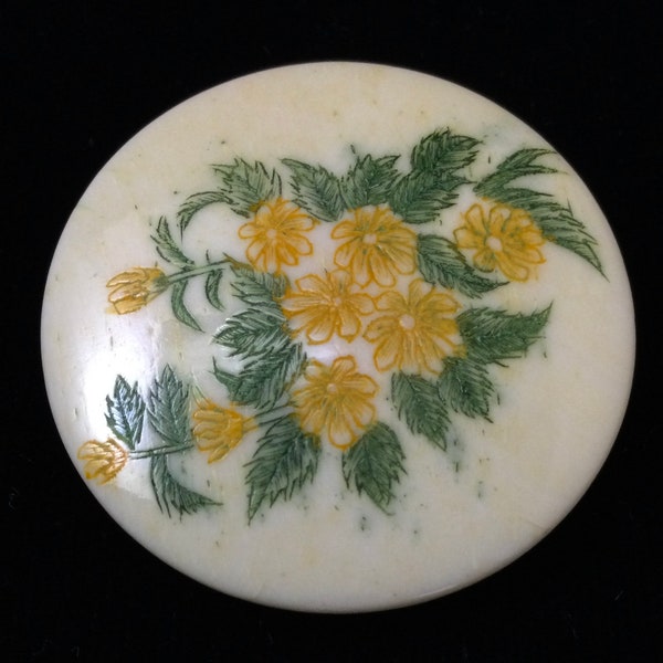 COLORED SCRIMSHAW on BONE Button