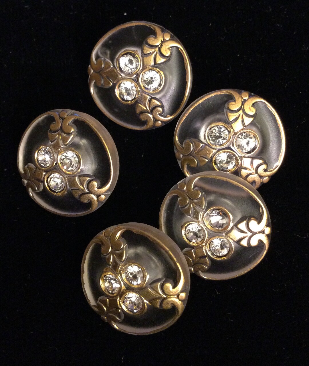 5 CLEAR GLASS With RHINESTONES Buttons - Etsy